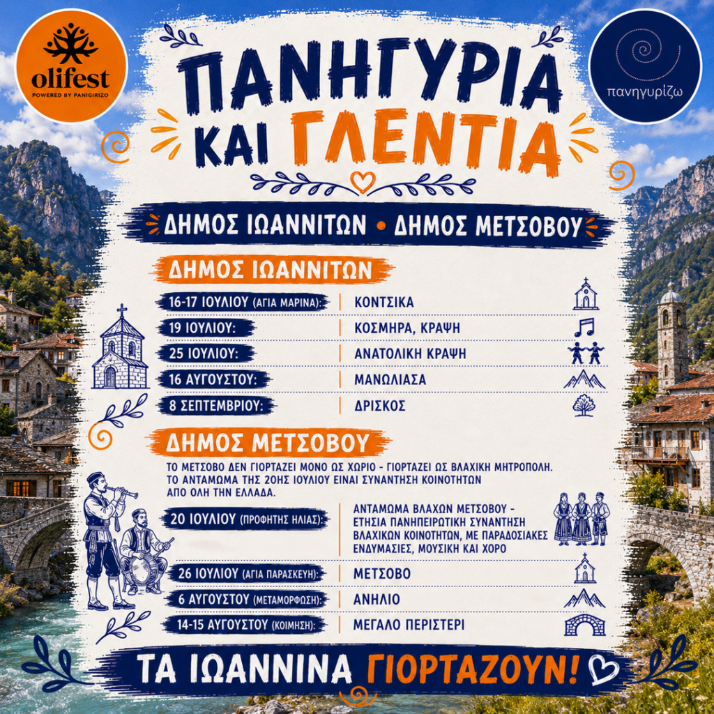 08/09: Πανηγύρια και Γλέντια στον Δήμο Ιωαννιτών